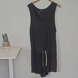 Vuori All Day Romper Black Sleeveless Drawstring Romper XL Stretchy Ribbed